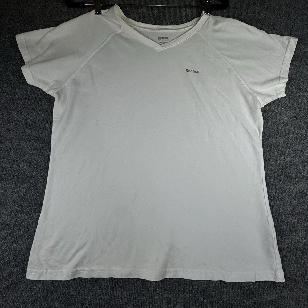 Reebok PLAYDRY Women's Seafoam Green V-Neck Short Sleeve Lightweight Tee XL